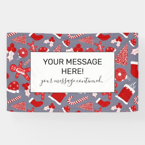 Cute Festive Red Illustrations Christmas Pattern Banner