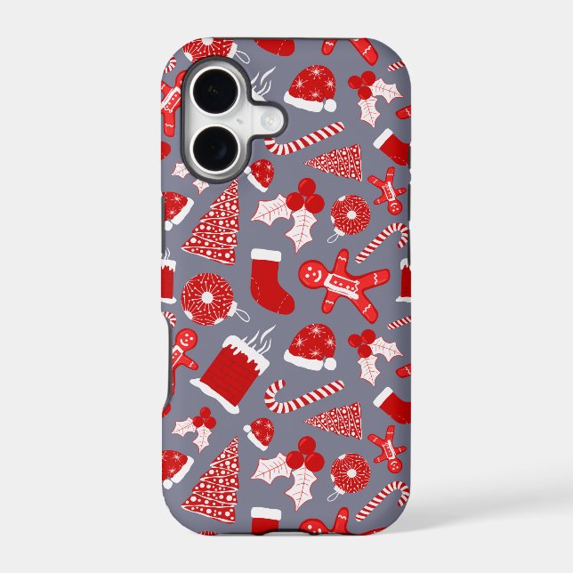 Cute Festive Red Illustrations Christmas Pattern Iphone Case (Back)