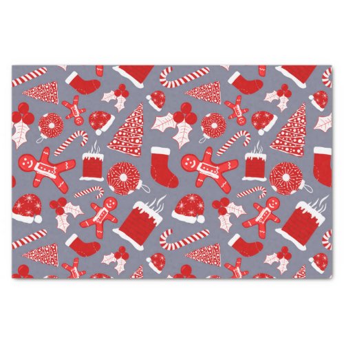 Cute Festive Red Illustrations Christmas Pattern Tissue Paper