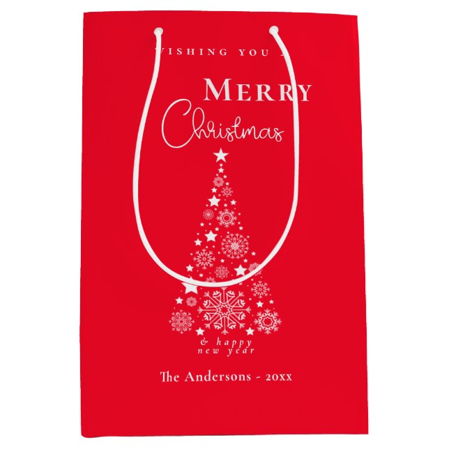 Cute Festive Red Merry Christmas  Medium Gift Bag (Front)
