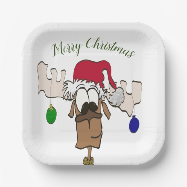 Cute Festive Reindeer  Paper Plates (Front)