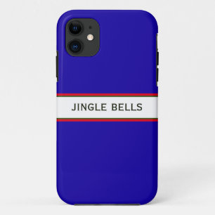 Cute Festive Royal Blue Modern Jingle Bells Text iPhone 11 Case