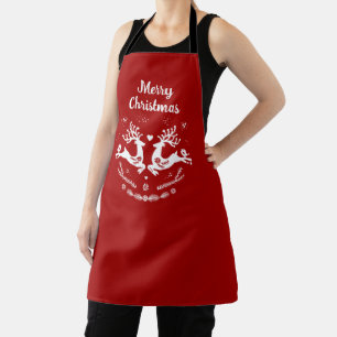 Cute Festive Scandi Red White Christmas Deer  Apron