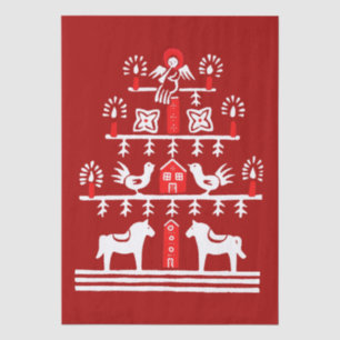 Cute Festive Scandi Red White Christmas Tree Tissue Paper