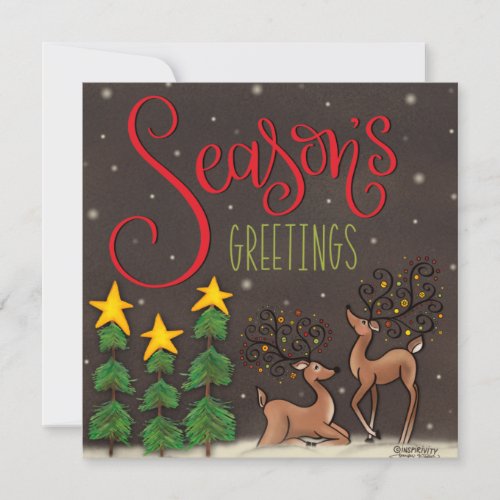 Cute Festive Seasons Greetings Reindeer  Holiday Card