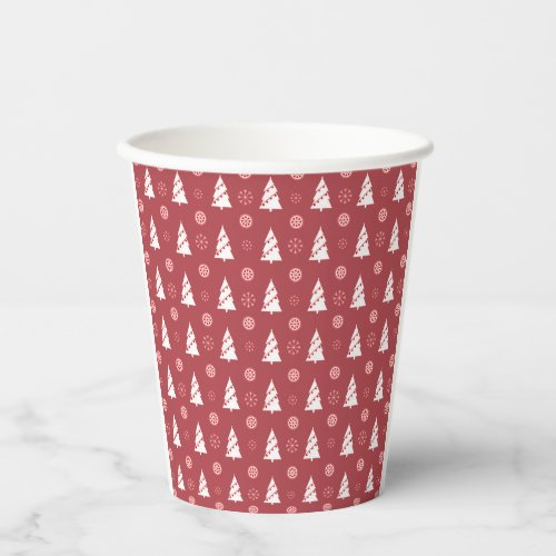 Cute Festive Simple Pink Christmas Tree Holiday  Paper Cups