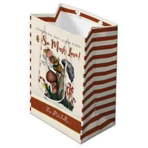 Cute Festive Snail Merry Magic Mushroom Christmas  Medium Gift Bag