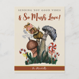 Cute Festive Snail Merry Magic Mushroom Christmas Postcard