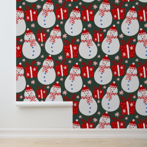 Cute Festive Snowman Christmas Holiday Gifts Wallpaper