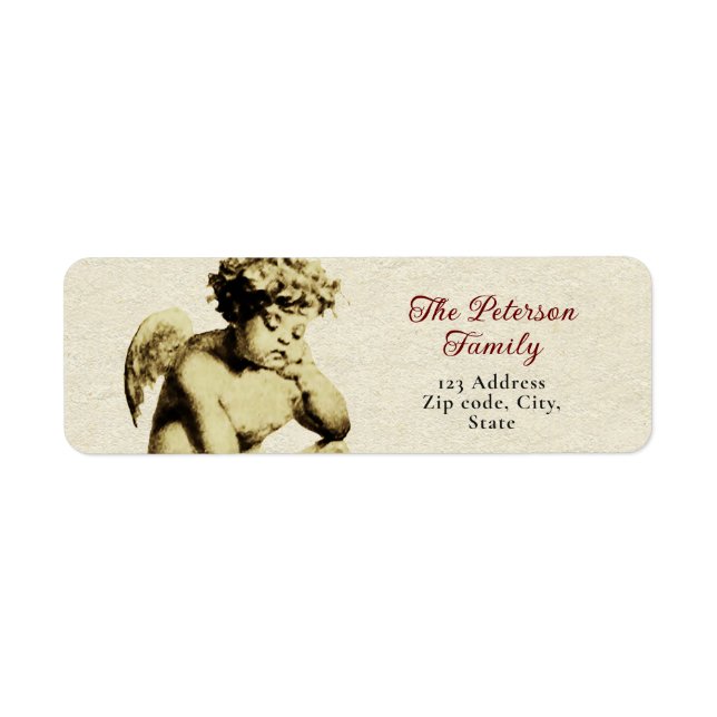 Cute Festive Vintage Victorian Cherub Angel Label (Front)