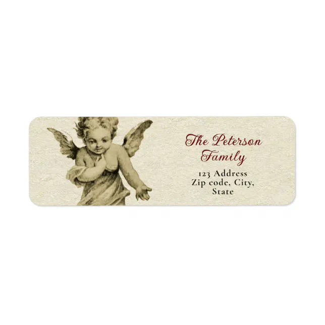 Angelic Labels Cute Festive Vintage Victorian Cherub Angel Label | Zazzle
