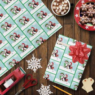 Cute Festive Winter Owl Penguin Christmas Friends Wrapping Paper