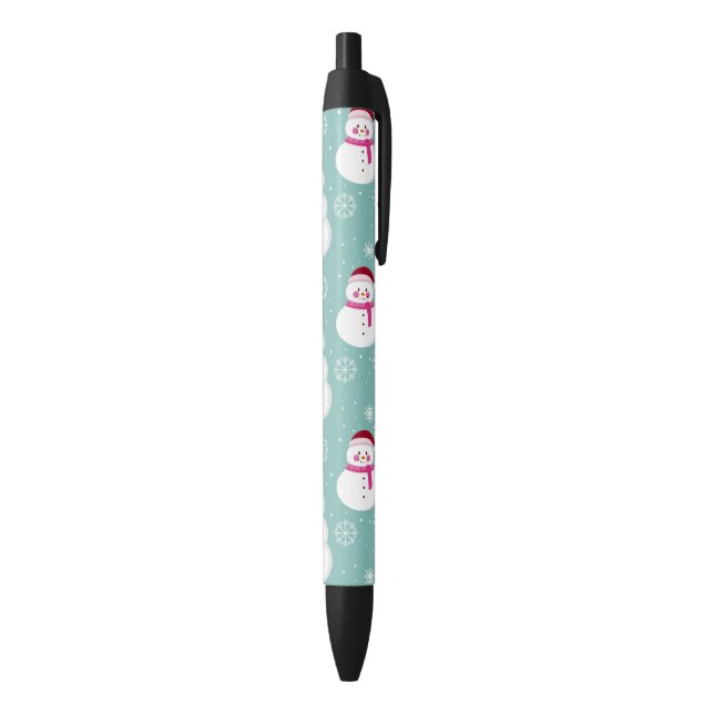 Cute Festive Winter Pink Frosty Snowman Pen (Bottom (Vertical))
