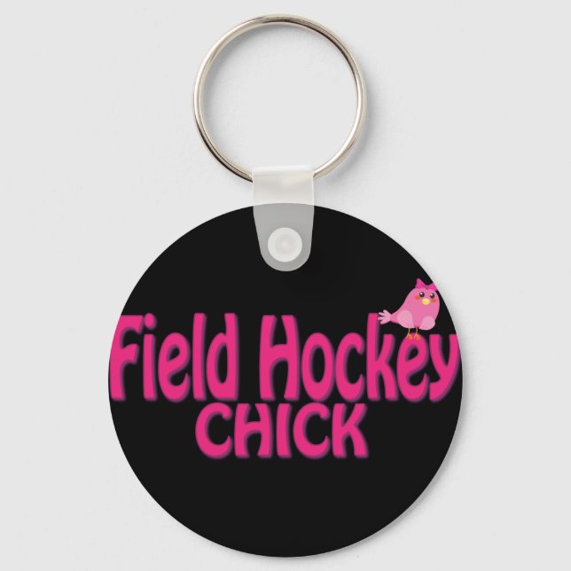 Cute Field Hockey Chick Designs Keychain (Front)