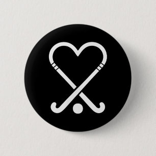 Cute Field Hockey Players Love Symbol Button