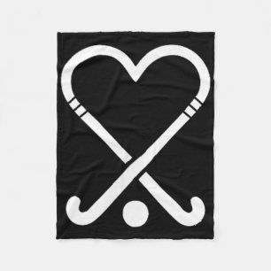 Cute Field Hockey Players Love Symbol Fleece Blanket