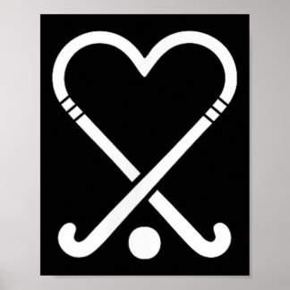 Cute Field Hockey Players Love Symbol Poster