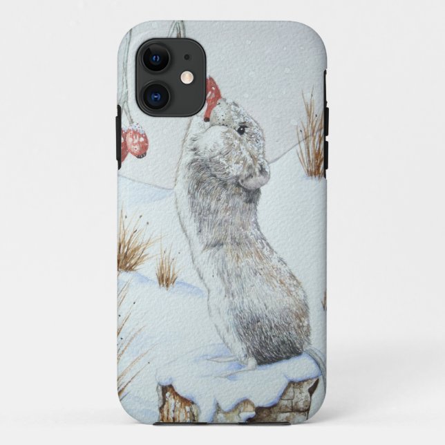 cute field mouse winter snow scene wildlife Case-Mate iPhone case (Back)