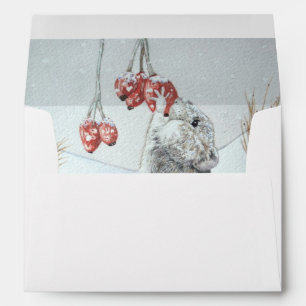 Cute field mouse winter snow scene wildlife envelope