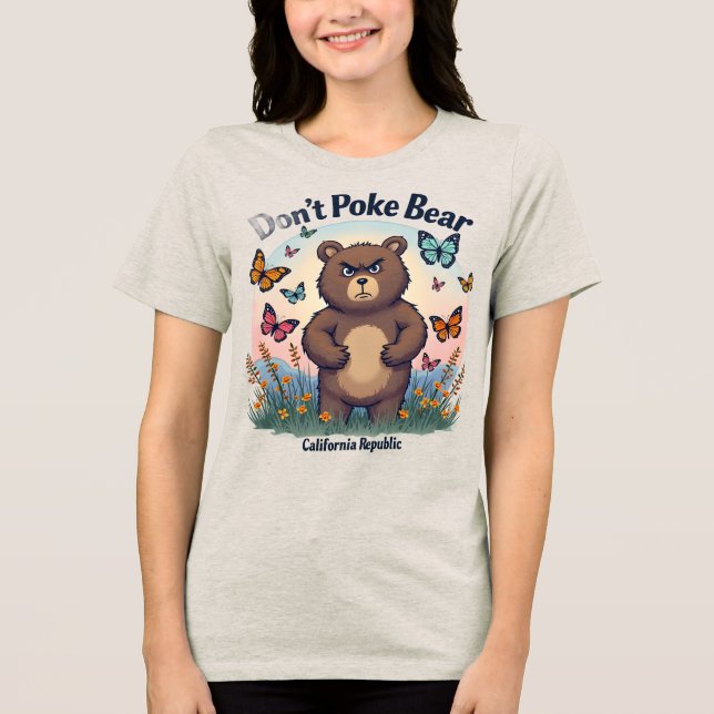 Cute & Fierce Bear Graphic T-Shirt – California  Tri-Blend Shirt (Front)