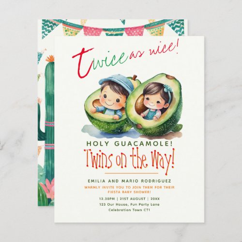 Cute Fiesta Avocado TWIN GIRL and BOY Baby Shower