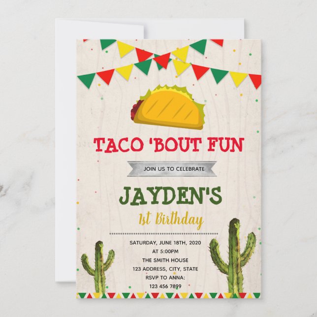 Cute fiesta birthday party invitation (Front)