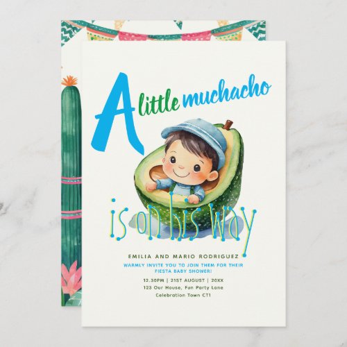 Cute Fiesta Boy Baby Shower Muchacho 5x7 Quality Invitation