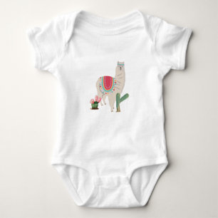Cute Fiesta Llama & Cactus Baby Bodysuit