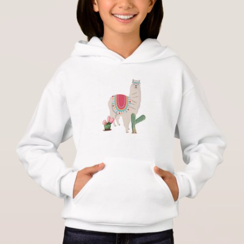 Cute Fiesta Llama  Cactus Hoodie