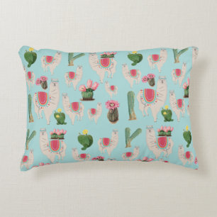 Cute Fiesta Llama & Cactus Pattern  Accent Pillow