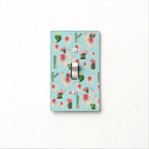 Cute Fiesta Llama & Cactus Pattern Light Switch Cover