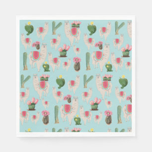 Cute Fiesta Llama & Cactus Pattern Napkins