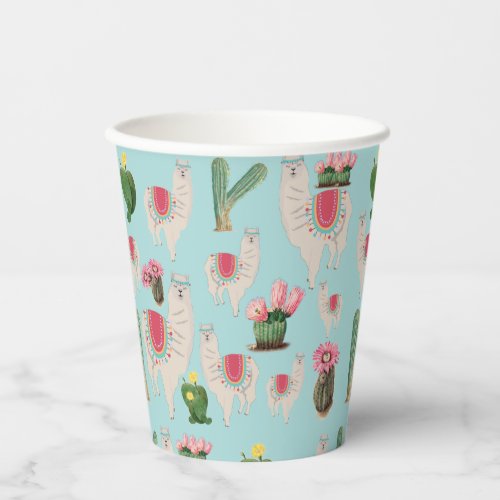 Cute Fiesta Llama  Cactus Pattern Paper Cups