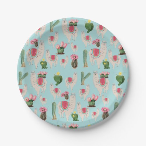 Cute Fiesta Llama  Cactus Pattern Paper Plates