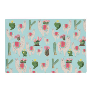 Cute Fiesta Llama & Cactus Pattern  Placemat