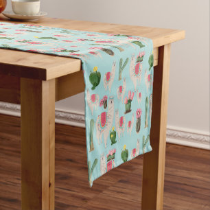 Cute Fiesta Llama & Cactus Pattern Short Table Runner