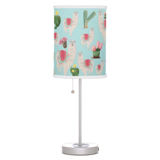 Cute Fiesta Llama & Cactus Pattern Table Lamp (Right)