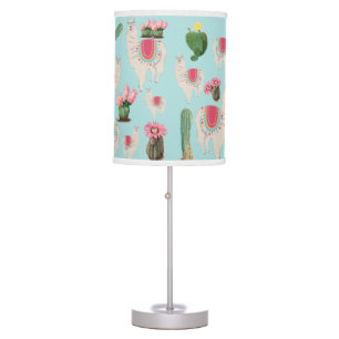 Cute Fiesta Llama & Cactus Pattern Table Lamp