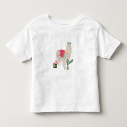 Cute Fiesta Llama  Cactus  Toddler T_shirt