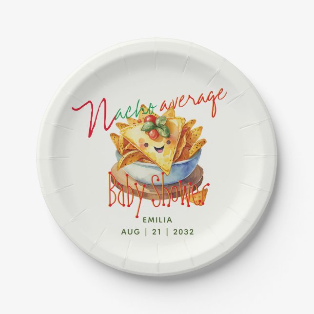 Cute Fiesta Nacho Average Baby Shower Custom Paper Plates (Front)