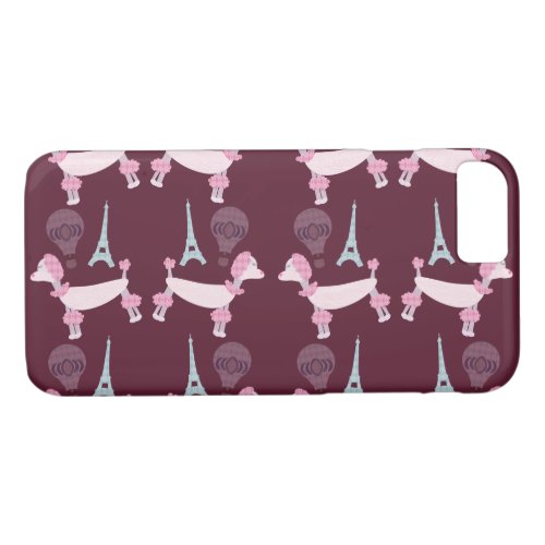 Cute Fifties Paris Poodle Illustrated Cartoon iPhone 87 Case