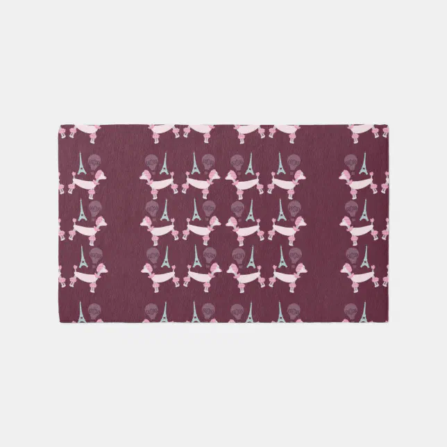Pattern Fun Rug Cute Fifties Paris Poodle Pattern Fun Art Rug | Zazzle
