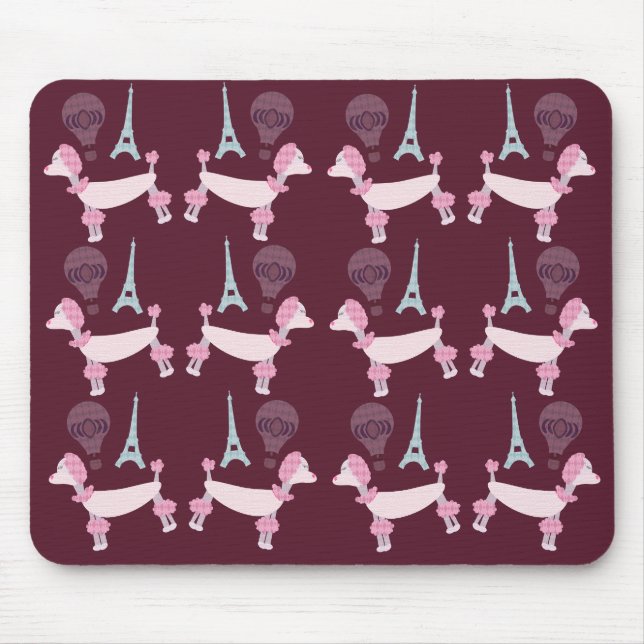 Cute Fifties Paris Poodles Mouse Pad (Front)