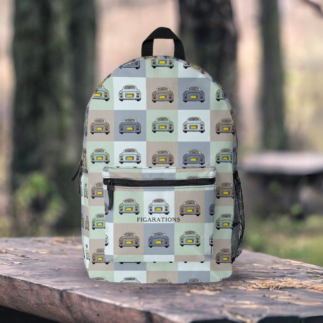 Cute Figaro Car Pattern Figarations Backpack (A fun backpack to take on your figaro road trip. Just add your name or initials)