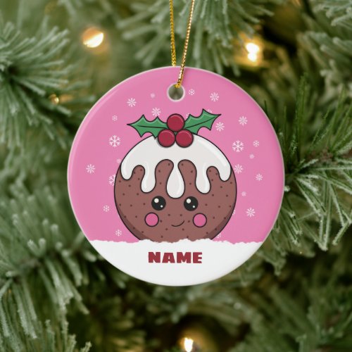 Cute Figgy Pudding Christmas Ceramic Ornament