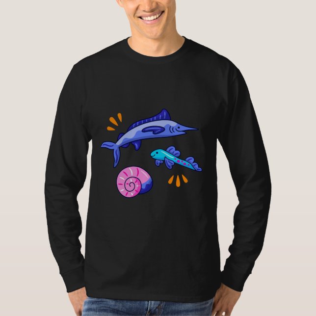 Cute Fighting Fish Stickers Holographic Stickers C T-Shirt (Front)