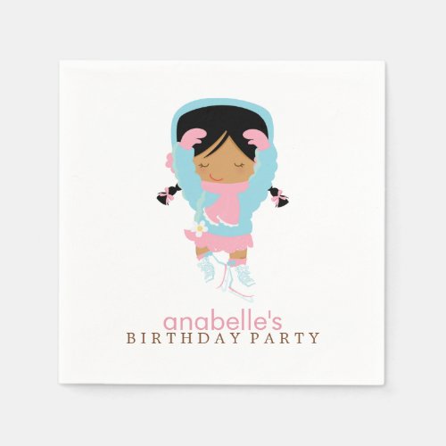 Cute Figure Skater Girls Birthday Party Paper Napkins