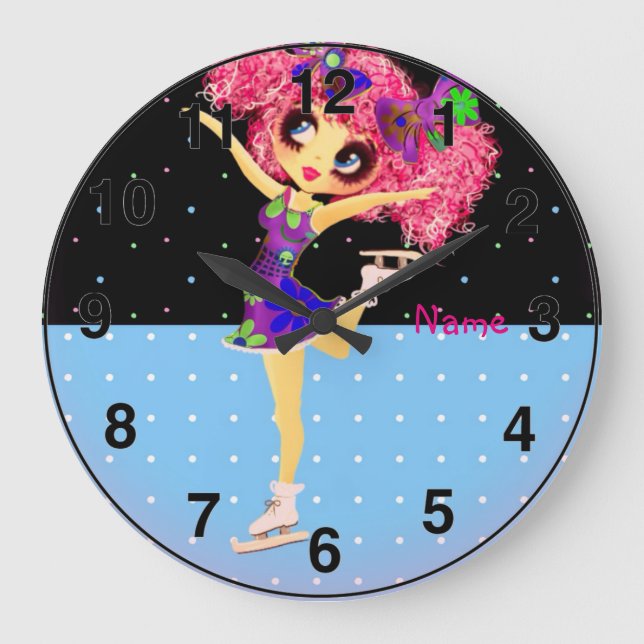 Cute Figure Skater Iceskating girl personalized Large Clock (Front)