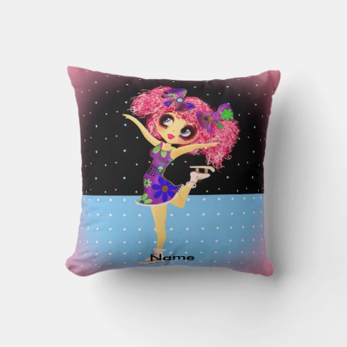 Cute Figure Skater Iceskating girl personalized Throw Pillow