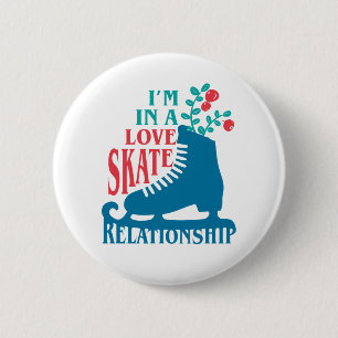 Cute Figure Skating I'm in Love Skate Relationship Button